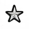 6 Pieces Metalic Silver and Black Iron On Star Patch Applique for Clothing 1.25 inch Width